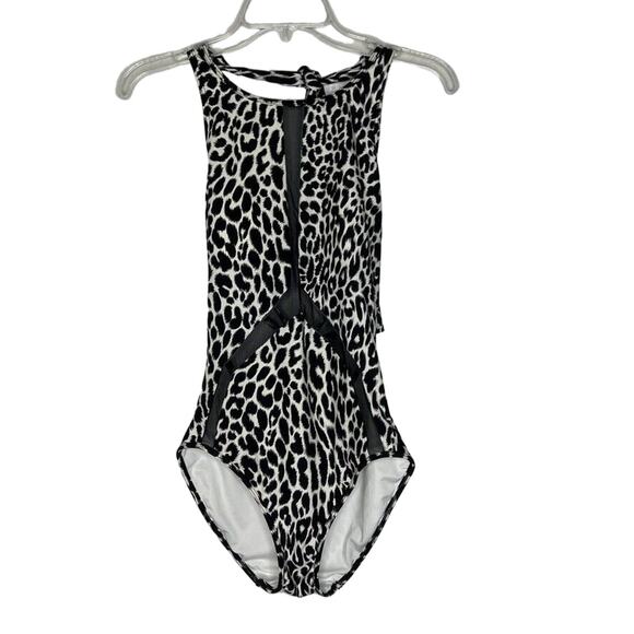 Carmen Marc Valvo Women's Leopard Print Cut-Out One-Piece Swimsuit Size 6 Trendy - Picture 1 of 11